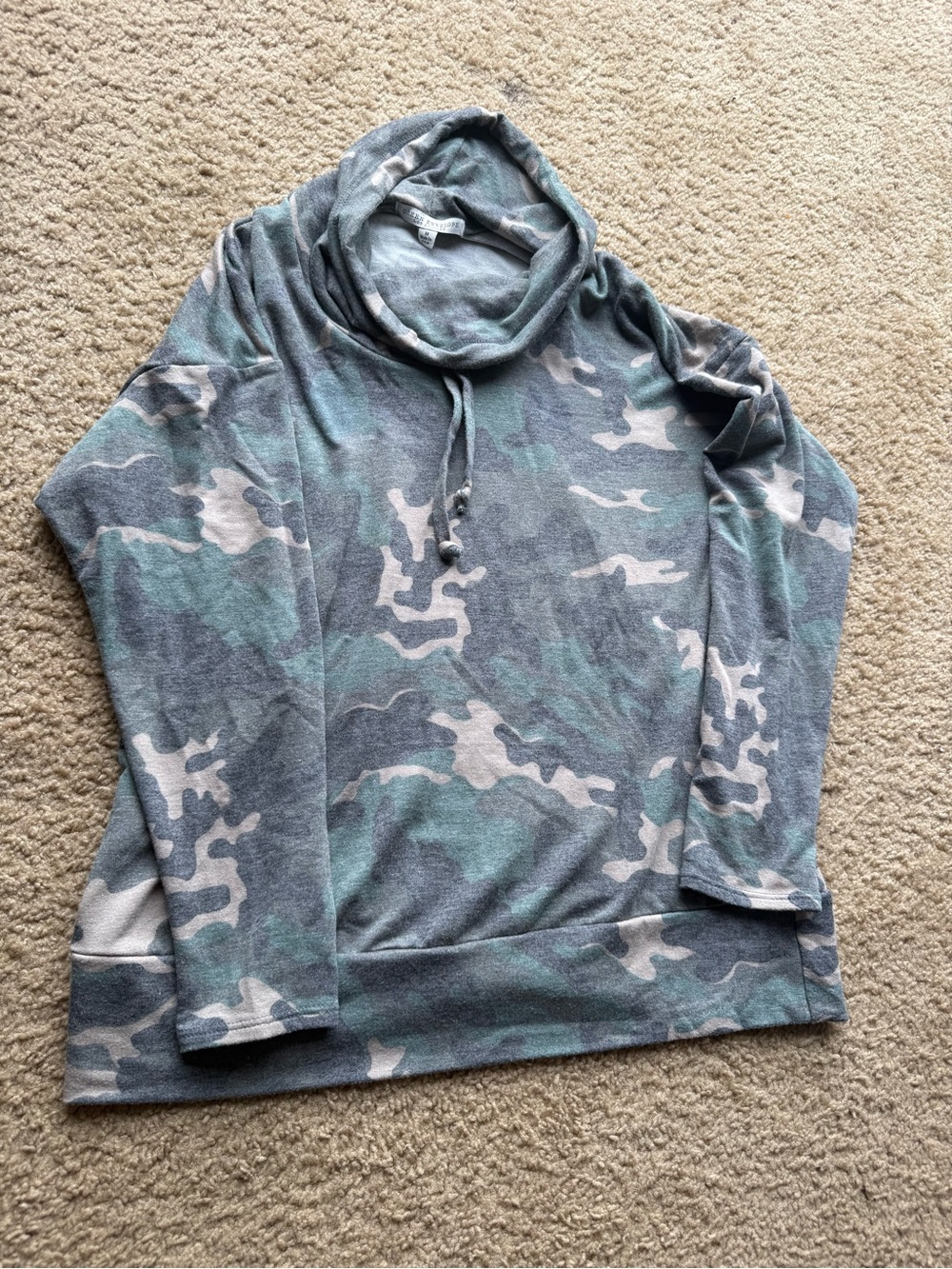 Green Envelope Men's Turtleneck Cowl Sweater in Green and Gray Camo